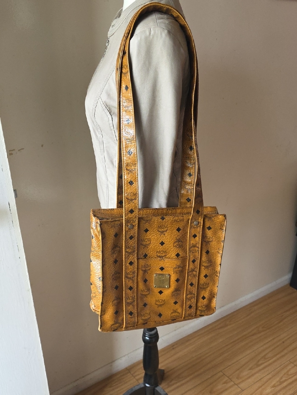 MCM Gold Visetos Monogram Tote